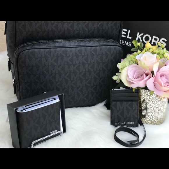 🌷MICHAEL KORS Black Signature Mens Backpack Set - Picture 2 of 8
